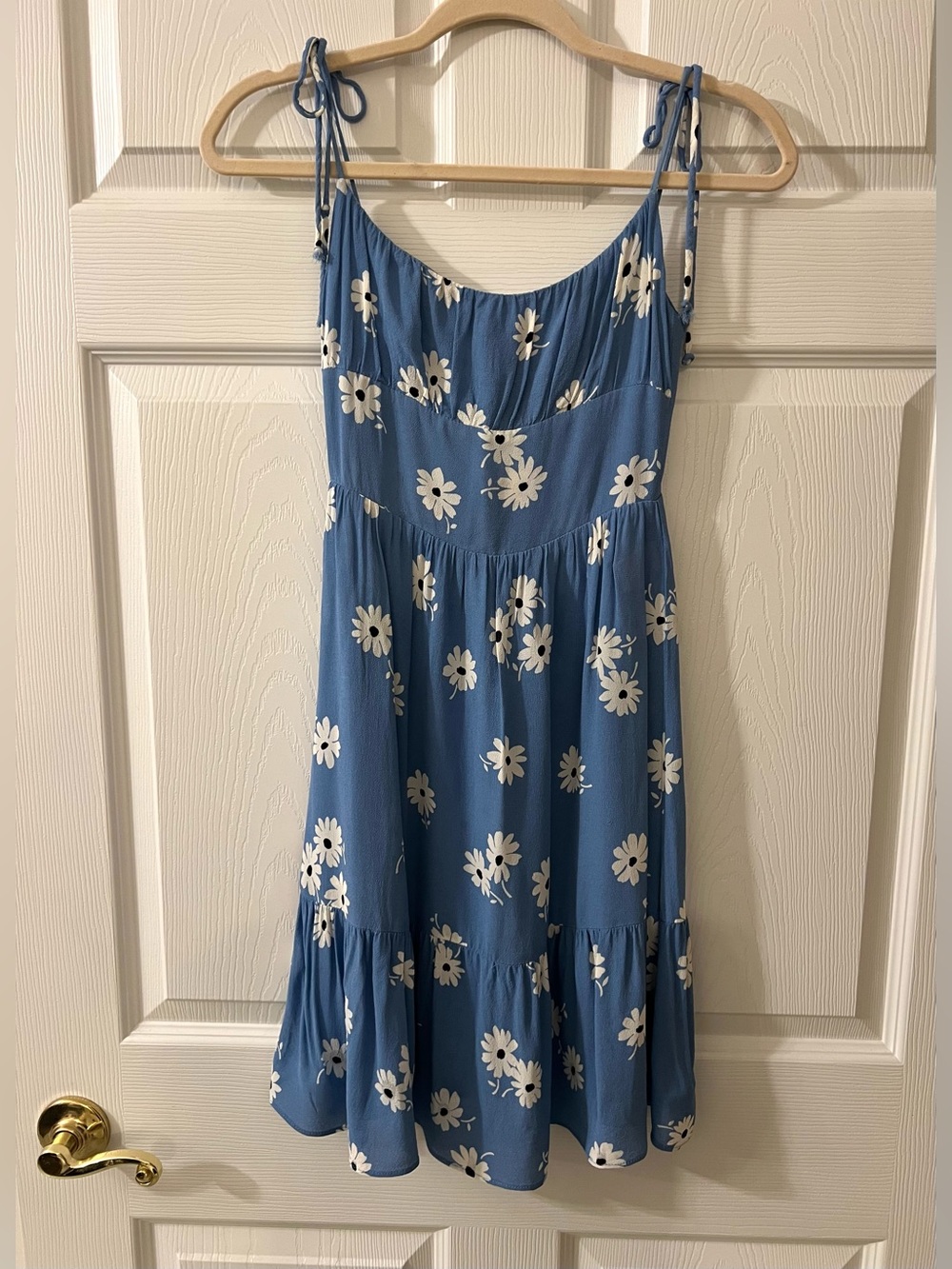 Reformation Kealy Tiered Mini Dress Chelsea Girl Blue Daisy Floral - Picture 5 of 13